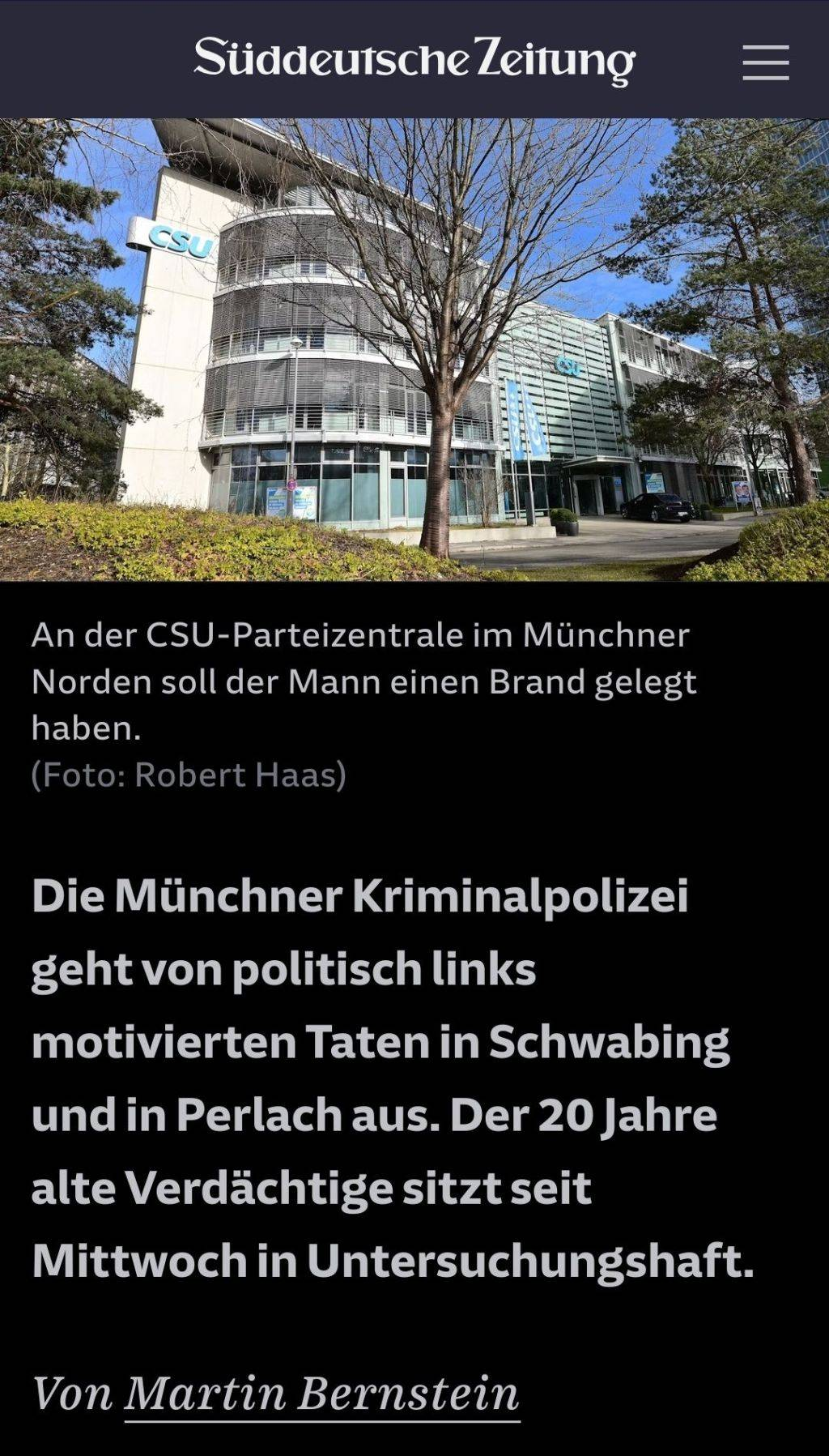 Brandstiftung durch Linke in München